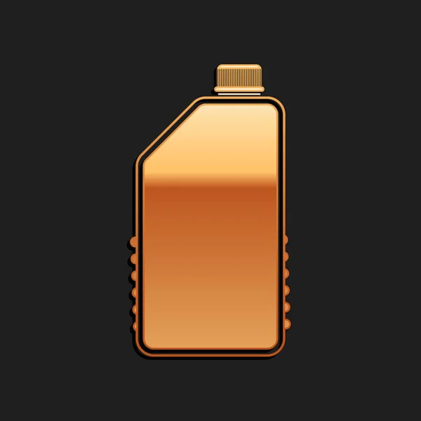 Gold Household Chimica Bottiglia Icona Isolata Sfondo Nero Detergente Liquido — Vettoriale Stock