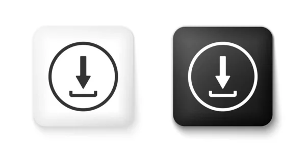 黑白下载图标隔离在白色背景上 上传按钮 负载符号 箭头指向下 正方形按钮 — 图库矢量图片