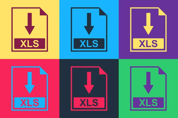 Pop Art Xls Dateidokument Symbol Xls Symbol Auf Farbigem Hintergrund — Stockvektor