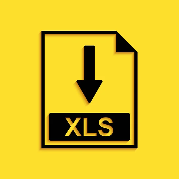 Schwarzes Xls Dateidokument Symbol Xls Symbol Auf Gelbem Hintergrund Isoliert — Stockvektor