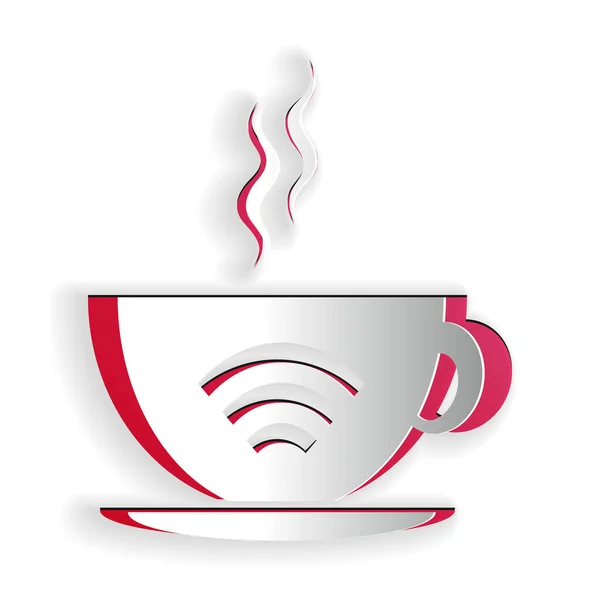 Taza Papel Cafetería Con Icono Zona Wifi Gratis Aislado Sobre — Vector de stock