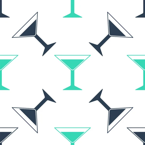 Grünes Martini Glassymbol Isoliert Nahtloses Muster Auf Weißem Hintergrund Cocktail — Stockvektor