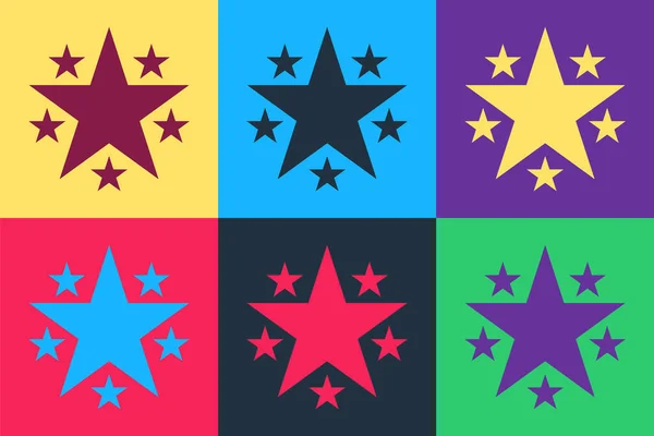 Pop Art Ícone Estrela Isolado Fundo Cor Favorito Melhor Classificação — Vetor de Stock