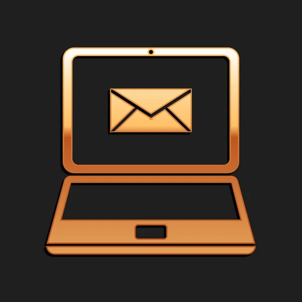 Laptop Ouro Com Envelope Mail Aberto Ícone Tela Isolado Fundo —  Vetores de Stock