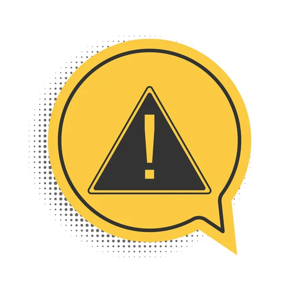 白の背景に隔離された三角形のアイコンの黒の感嘆符 危険警報 危険警報重要な情報 黄色のスピーチバブルシンボル ベクトル — ストックベクタ