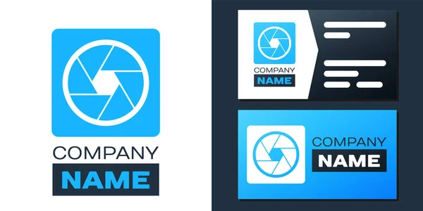 Logotype Camera Shutter Icon Isolated White Background Logo Design Template — Stock Vector