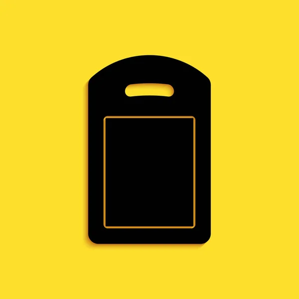 Icono Tabla Cortar Negro Aislado Sobre Fondo Amarillo Símbolo Tabla — Vector de stock