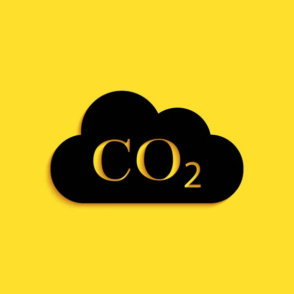 Black Co2 Emissions Cloud Icon Isolated Yellow Background Carbon Dioxide — Stock Vector