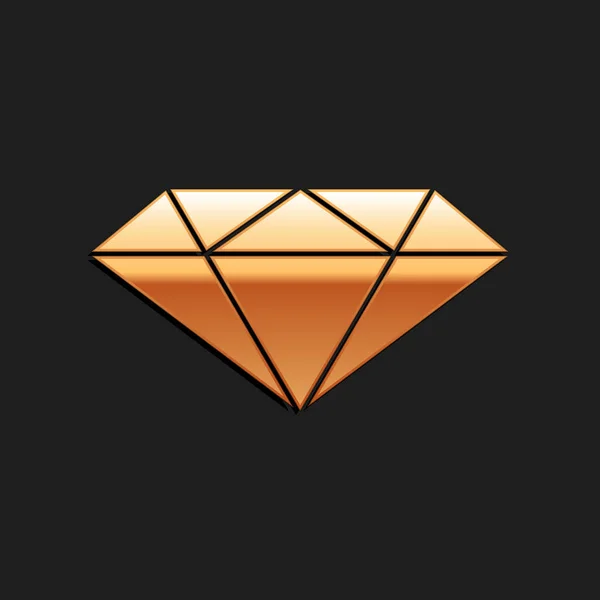 ブラックを基調としたゴールドダイヤモンドアイコン ジュエリーシンボル 宝石だ 長い影のスタイル ベクトル — ストックベクタ