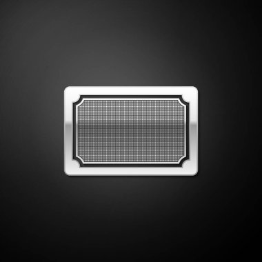 Siyah arkaplanda gümüş kapı paspası simgesi izole edildi. Hoş geldin tabelası. Uzun gölge tarzı. Vektör.