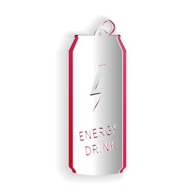 Kağıt kesiği, beyaz arka planda izole edilmiş enerji içeceği ikonu. Kağıt sanatı tarzı. Vektör.