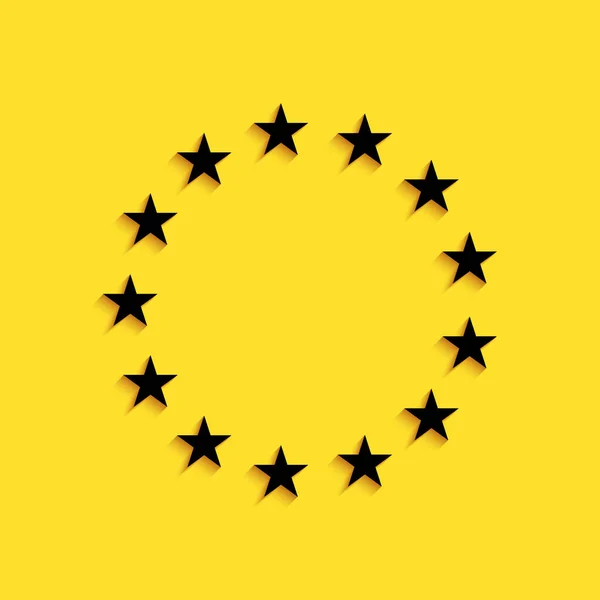 Drapeau Noir Union Européenne Icône Isolée Sur Fond Jaune Symbole — Image vectorielle