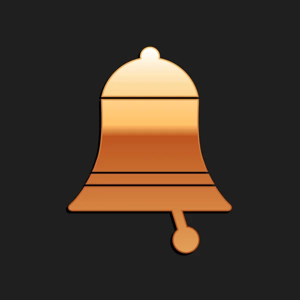 Icono Del Timbre Dorado Aislado Sobre Fondo Negro Símbolo Alarma — Vector de stock