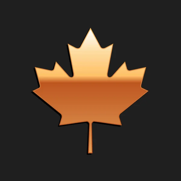 Icono Hoja Arce Canadiense Dorado Aislado Sobre Fondo Negro Canadá — Vector de stock