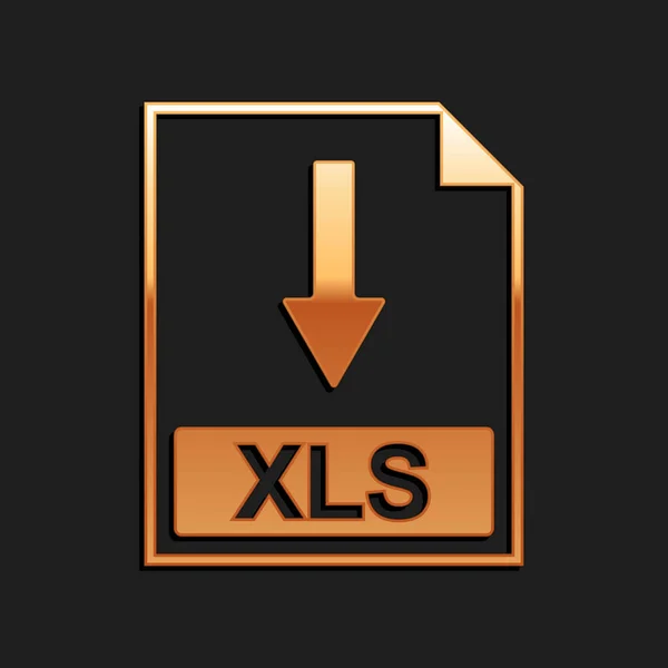 Gold Xls Dateidokument Symbol Xls Symbol Auf Schwarzem Hintergrund Isoliert — Stockvektor