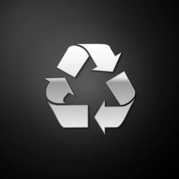 Символ Silver Recycle Изолирован Черном Фоне Круглая Иконка Стрелки Окружающая — стоковый вектор