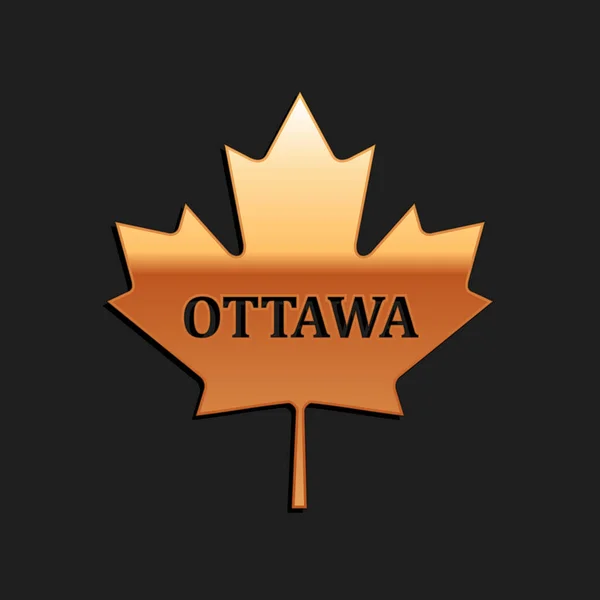 Hoja Arce Canadiense Dorado Con Nombre Ciudad Icono Ottawa Aislado — Vector de stock