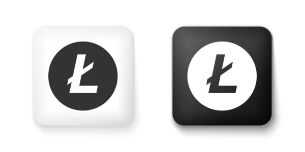 Moneda Criptomoneda Blanco Negro Litecoin Ltc Icono Aislado Sobre Fondo — Archivo Imágenes Vectoriales