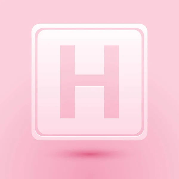 Corte Papel Icono Signo Del Hospital Aislado Sobre Fondo Rosa — Vector de stock