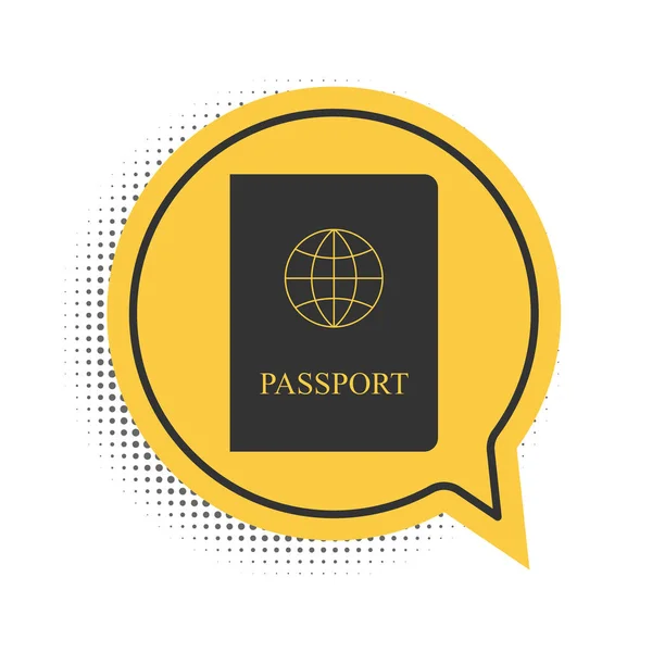 Pasaporte Negro Con Icono Datos Biométricos Aislado Sobre Fondo Blanco — Vector de stock