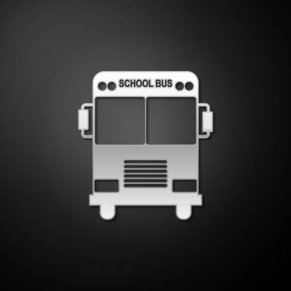 Icono Silver School Bus Aislado Sobre Fondo Negro Estilo Sombra — Vector de stock