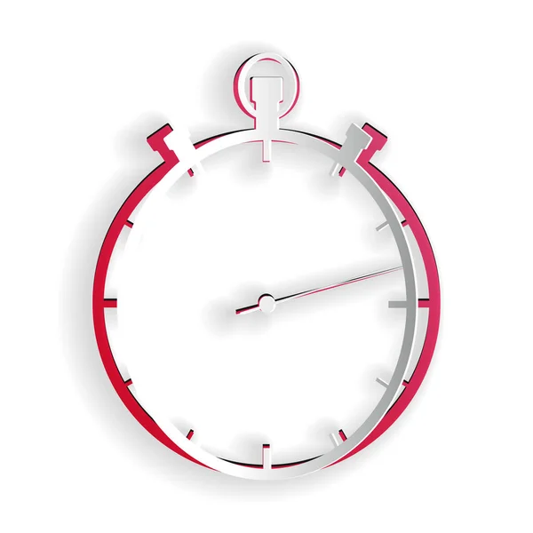 Papiergeschnittenes Stopwatch Symbol Isoliert Auf Weißem Hintergrund Zeitzeichen Papierkunst Vektor — Stockvektor