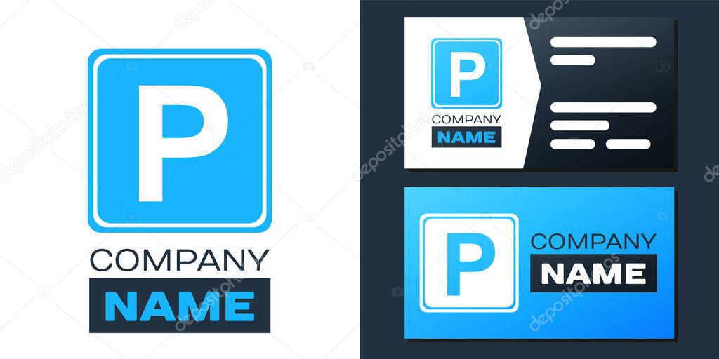 Logotype Parking sign icon isolated on white background. Street road sign. Logo design template element. Vector.