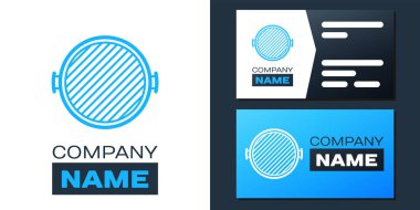 Logotype Barbekü Izgara ikonu beyaz arka planda izole edildi. Barbekü ızgarasının üst görüntüsü. Logo tasarım şablonu elemanı. Vektör.