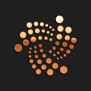 Altın Kripto Para IOTA MIOTA simgesi siyah arka planda izole edildi. Dijital para birimi. Altcoin sembolü. Engelleme zinciri tabanlı şifreli para birimi. Uzun gölge tarzı. Vektör.