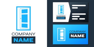 Logotype Açık kapı simgesi beyaz arkaplanda izole edildi. Logo tasarım şablonu elemanı. Vektör.