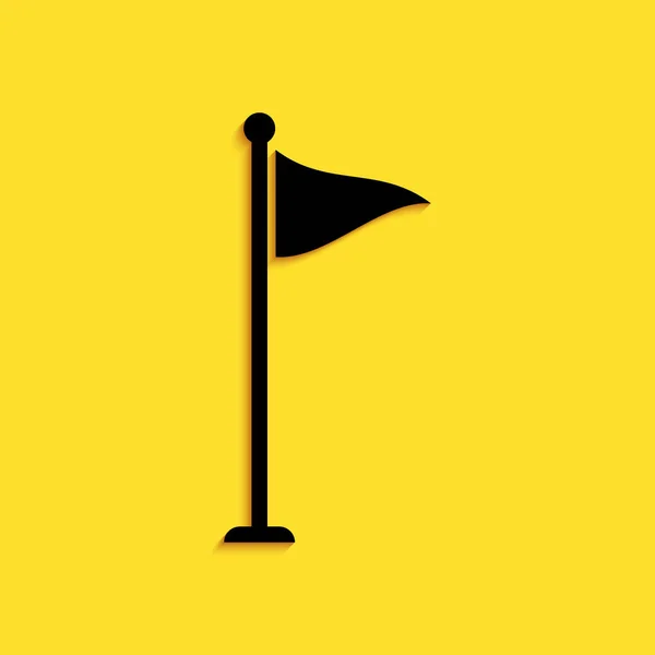 Svart Golf Flagga Ikon Isolerad Gul Bakgrund Golfutrustning Eller Tillbehör — Stock vektor