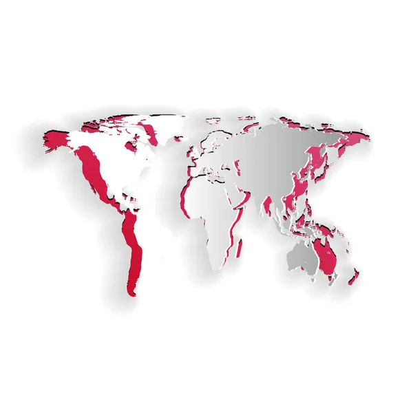 Corte Papel Icono Mapa Del Mundo Aislado Sobre Fondo Blanco — Archivo Imágenes Vectoriales