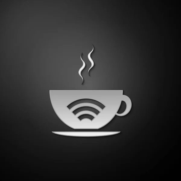 Silver Cup Cafetería Con Icono Zona Wifi Gratis Aislado Sobre — Vector de stock