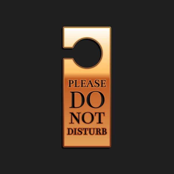 Gold Please Disturb Icon Isolated Black Background Hotel Door Hanger — Stock Vector