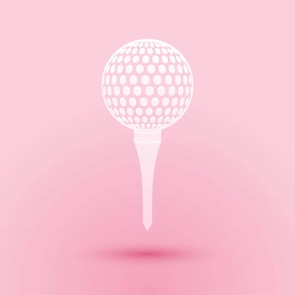 Pelota Golf Corte Papel Icono Camiseta Aislado Sobre Fondo Rosa — Vector de stock