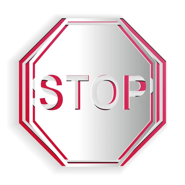 Carta Tagliata Icona Stop Segno Isolato Sfondo Bianco Simbolo Stop — Vettoriale Stock