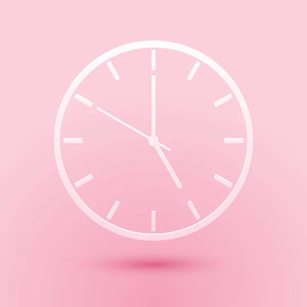 Icono Reloj Corte Papel Aislado Sobre Fondo Rosa Símbolo Tiempo — Vector de stock