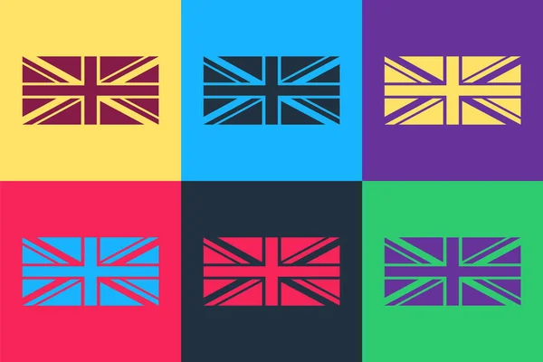 Pop Art Flagge Von Großbritannien Ikone Isoliert Auf Farbigem Hintergrund — Stockvektor