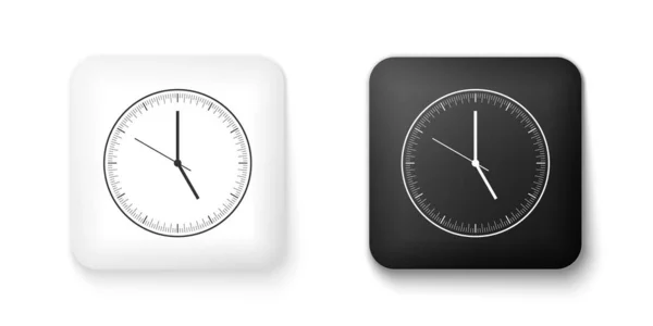 Schwarz Weißes Uhr Symbol Auf Weißem Hintergrund Zeitzeichen Quadratische Taste — Stockvektor