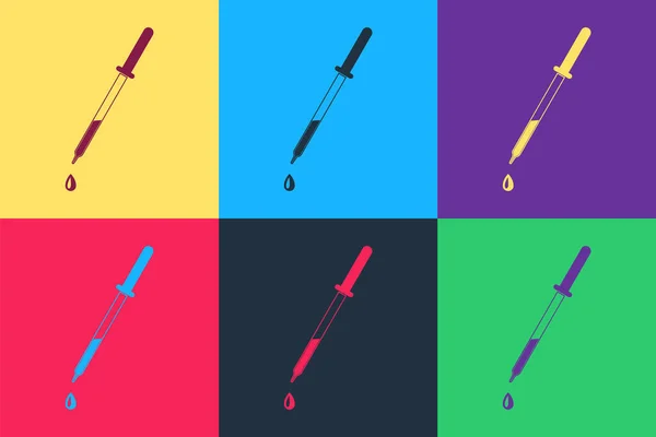 Pop Art Icono Pipeta Aislado Fondo Color Elemento Médico Equipo — Archivo Imágenes Vectoriales