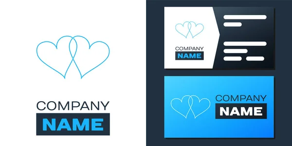 Logotyp Two Linked Hearts Symbol Isoliert Auf Weißem Hintergrund Herz — Stockvektor