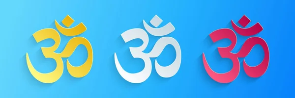 Aum Indian 인도의 사운드 아이콘은 배경에 분리되었다 브라마 비슈누 징이다 — 스톡 벡터