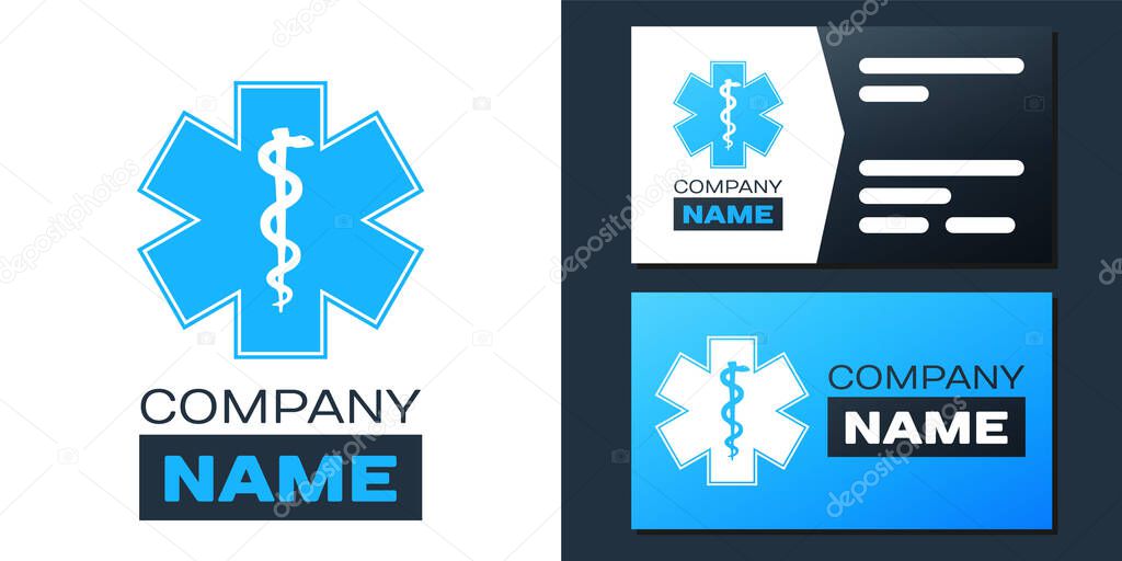 Logotype Medical symbol of the Emergency - Star of Life icon isolated on white background. Logo design template element. Vector.