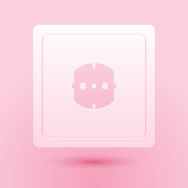 Kağıt kesiği Elektrik prizi simgesi pembe arka planda izole edilmiş. Elektrik prizi. Rosette sembolü. Kağıt sanatı tarzı. Vektör.