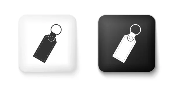 黑色和白色矩形钥匙链与环为关键图标隔离在白色背景 正方形按钮 — 图库矢量图片