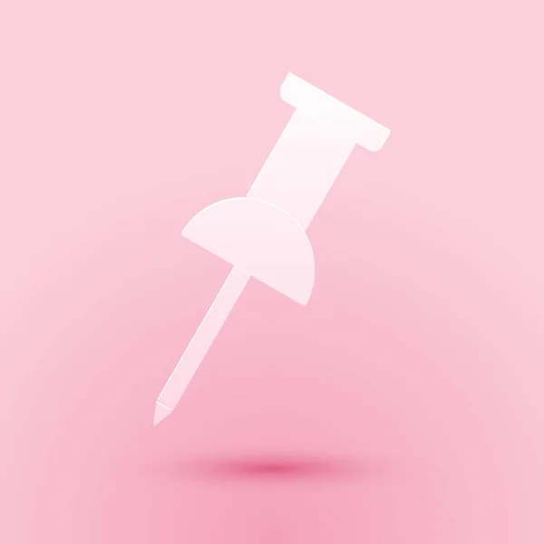 Corte Papel Push Pin Icono Aislado Sobre Fondo Rosa Signo — Archivo Imágenes Vectoriales