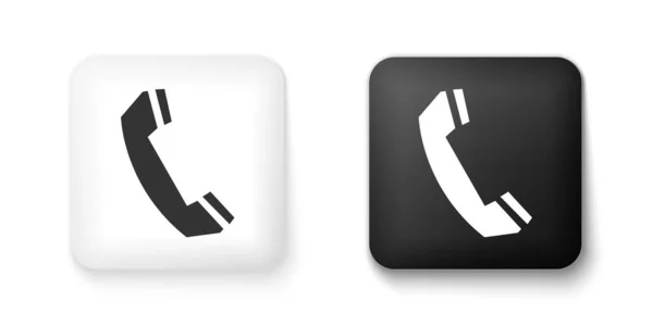 Preto Branco Ícone Telefone Auscultador Isolado Fundo Branco Sinal Telefone — Vetor de Stock