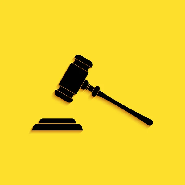Schwarze Richtergabel Ikone Isoliert Auf Gelbem Hintergrund Gavel Für Das — Stockvektor