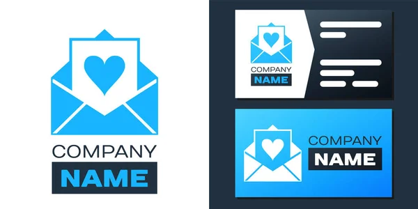 Logotype Envelop Met Valentijn Hart Pictogram Geïsoleerd Witte Achtergrond Brief — Stockvector