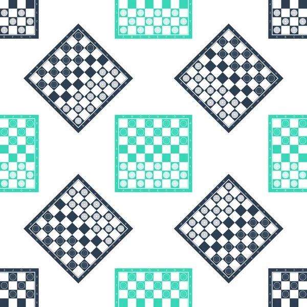 Green Brettspiel Dame Symbol Isoliert Nahtlose Muster Auf Weißem Hintergrund — Stockvektor